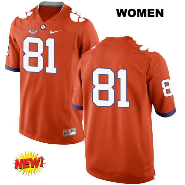 Women's Clemson Tigers #81 Kanyon Tuttle Stitched Orange New Style Authentic Nike No Name NCAA College Football Jersey FOV5646WJ